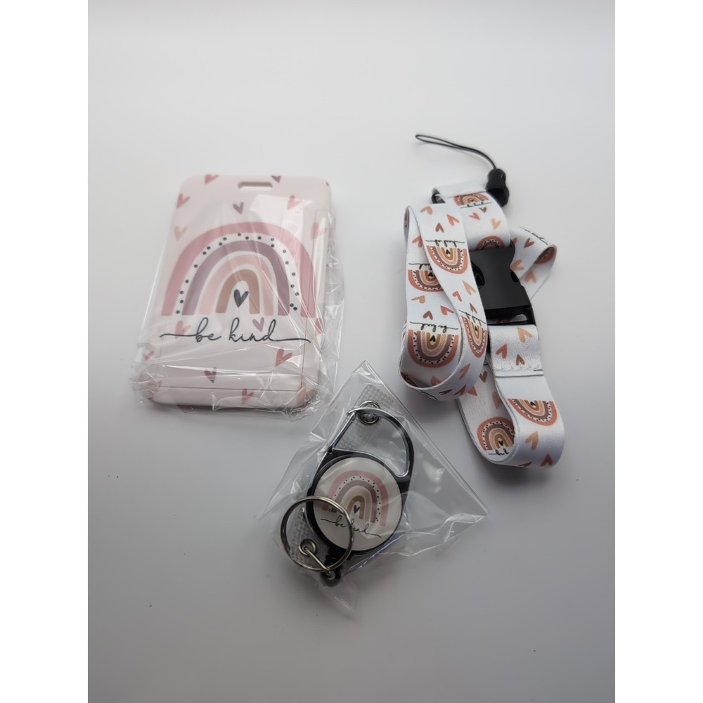 Be Kind lanyard id badge holder‎ Retractable Clip Holder
